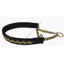 Comfy Half Check Leather Dog Collar : fits up to 22" . Leather is 15" (Width 1")